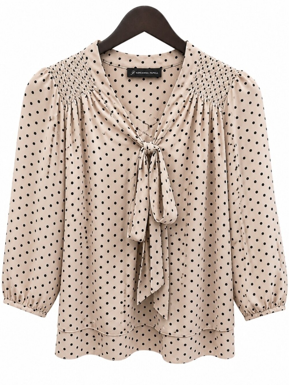 The Limited Cream & Black Polka Dot Tie Neck Blouse Sz Med